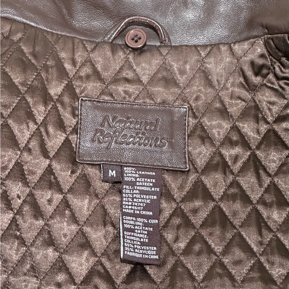 LEATHER NATURAL REFLECTIONS RICH Brown genuine Jacket Ladies size medium zipper - Picture 10 of 15